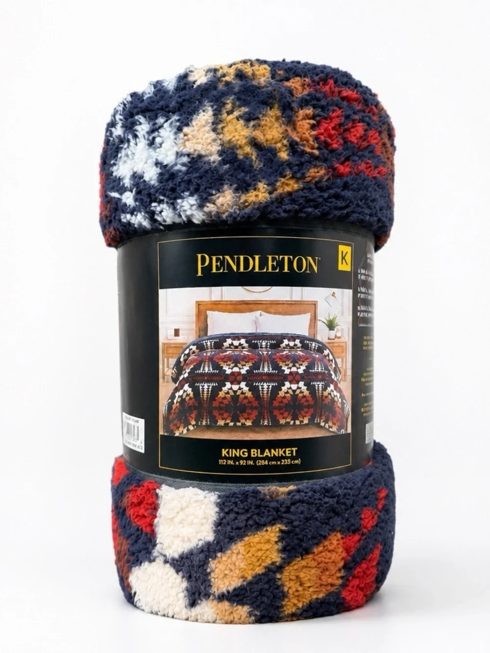 Pendleton Navy Multi Sherpa King Blanket Legend Lake Navy NWT